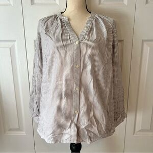 Lucky Brand Gray and White Striped Button down Shirt Size Medium
